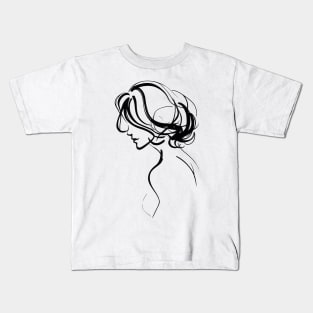 This is a simple black ink drawing of a woman Kids T-Shirt